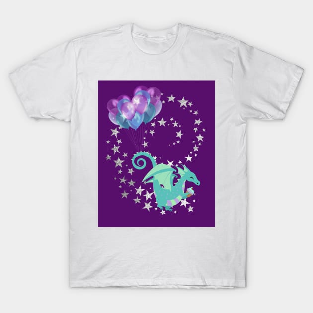 Baby dragon with balloons T-Shirt by allthumbs